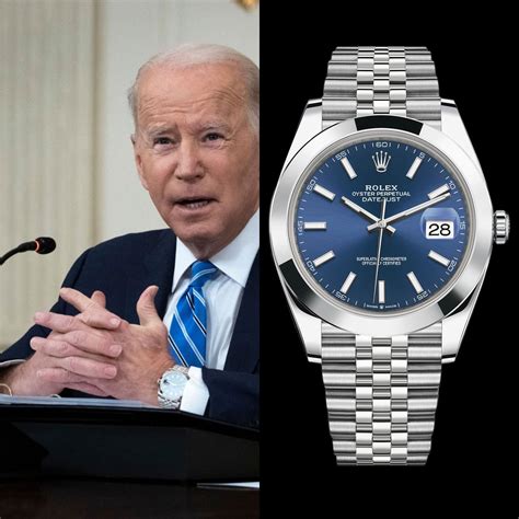 rolex bidden|Biden wearing a Rolex.